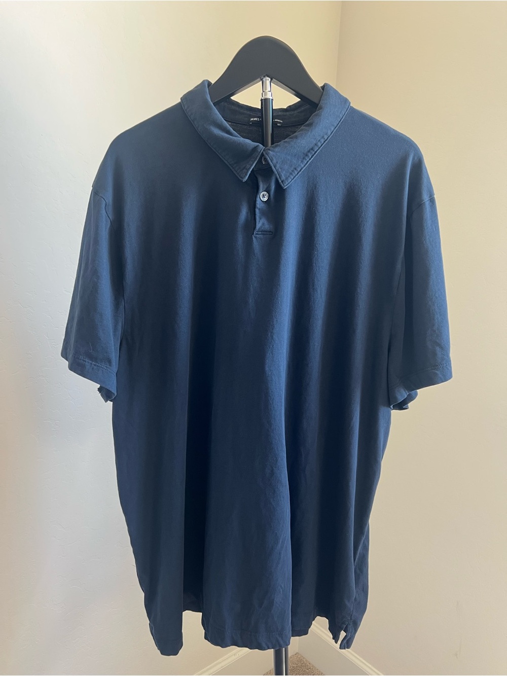 James Perse Men’s Brushed Lotus Polo Black Size 5/XXL Short-Sleeve MBEL3710